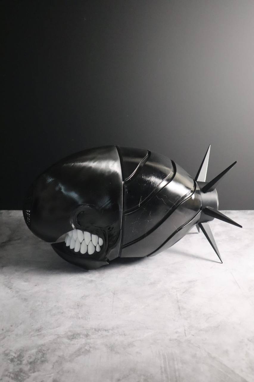 Black Spiked Creature Shell Display Prop