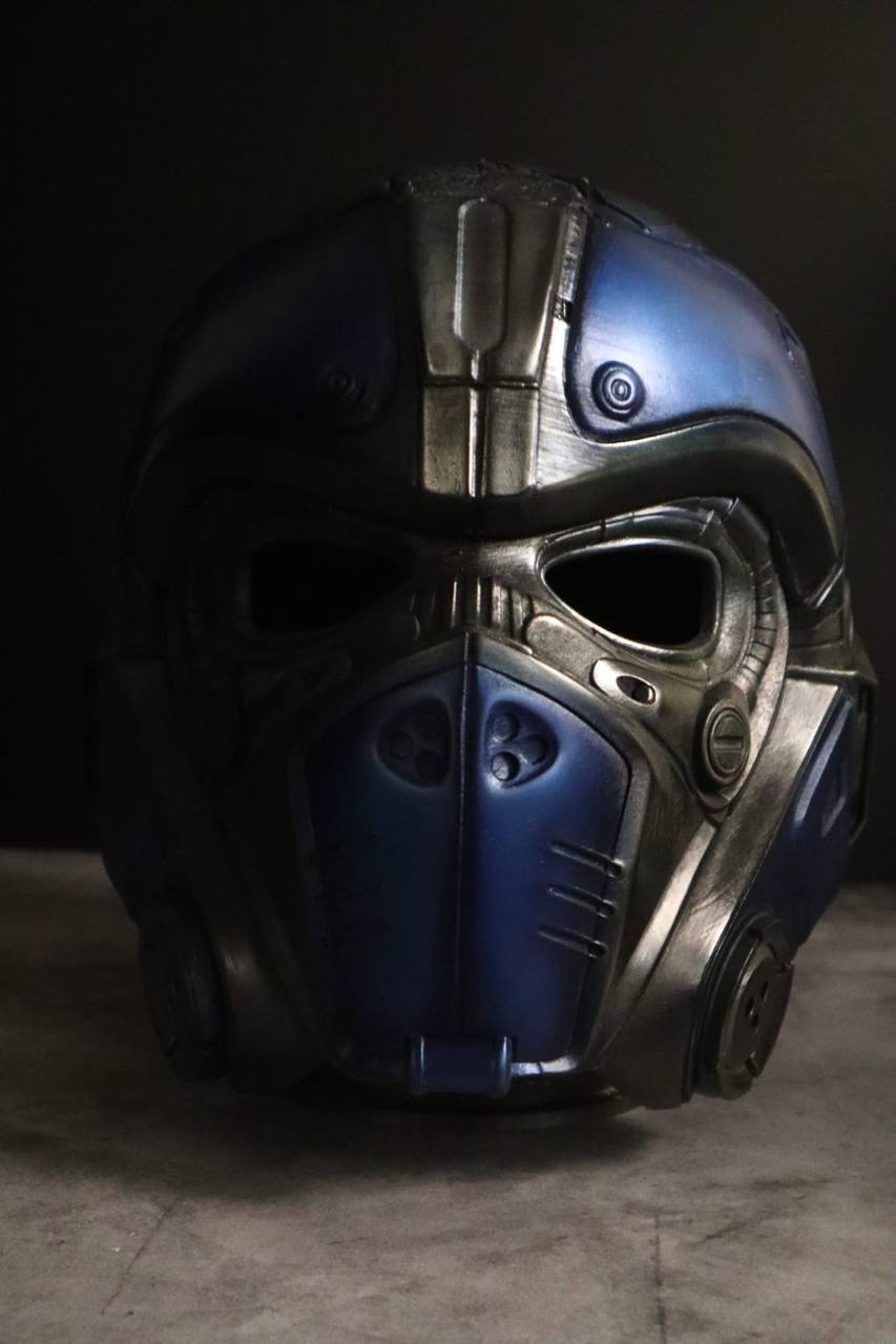 Blue Tactical Sci-Fi Helmet Display Prop