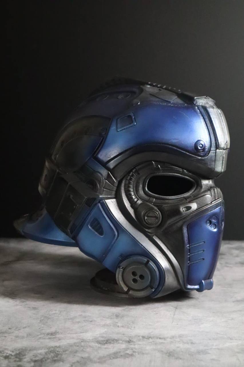 Blue Tactical Sci-Fi Helmet Display Prop