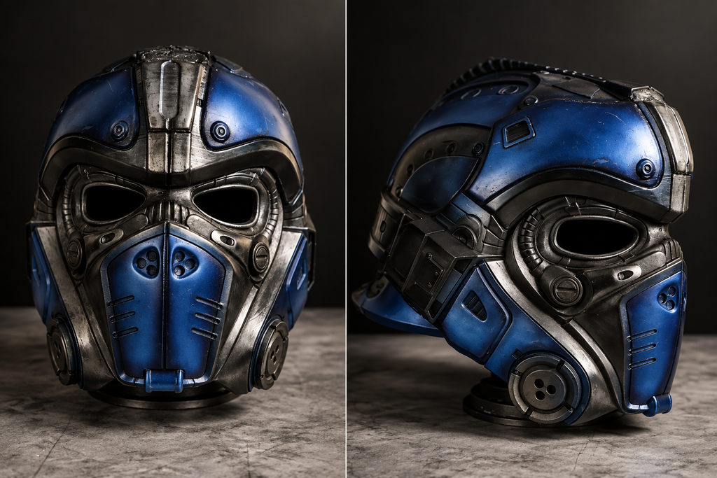 Blue Tactical Sci-Fi Helmet Display Prop