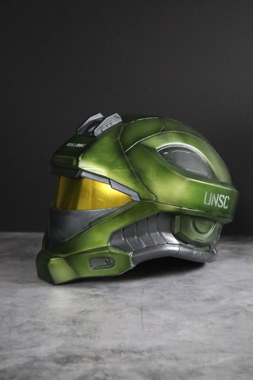 Green Sci-Fi Combat Helmet Display Prop