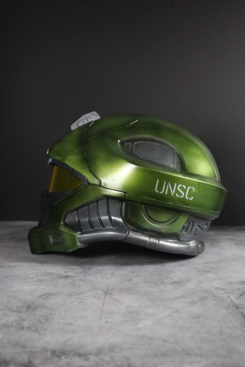 Green Sci-Fi Combat Helmet Display Prop