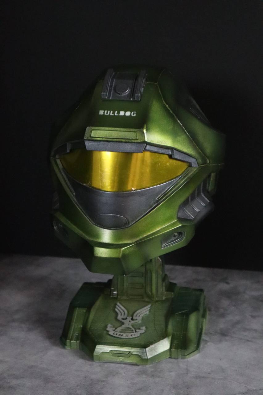 Green Sci-Fi Combat Helmet Display Prop