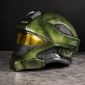 Green Sci-Fi Combat Helmet Display Prop