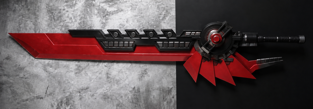 Red Tactical Fantasy Sword Display Prop